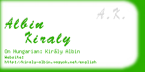 albin kiraly business card