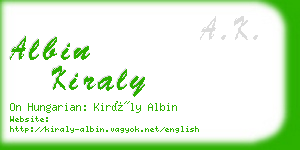 albin kiraly business card